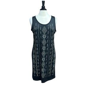 Anne French Women’s Black Jeweled Tank Dress Size Lg NEW